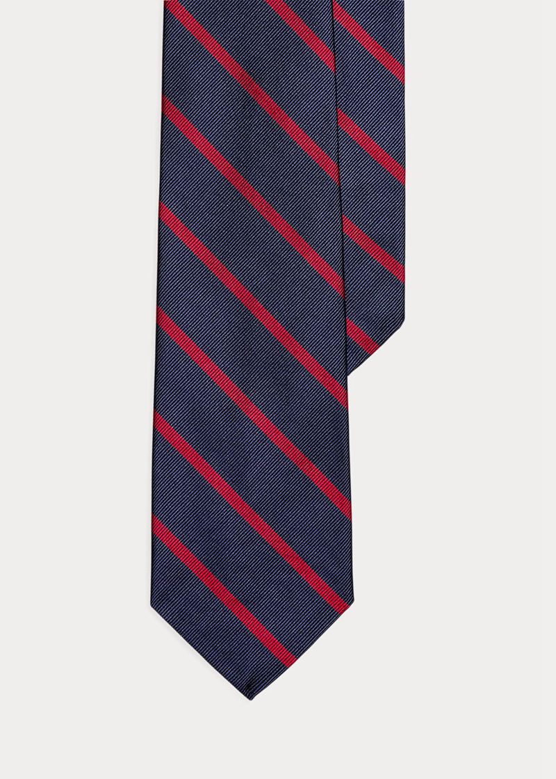 Corbata Polo Ralph Lauren Hombre Striped Silk Repp Chile Azul Marino MCFJZ-5074